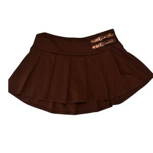 Black Stretch Pleated Skort with Adjustable Buckles